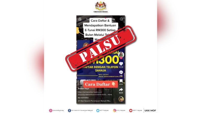 Tiada bantuan bulanan e-tunai RM300 – MOF